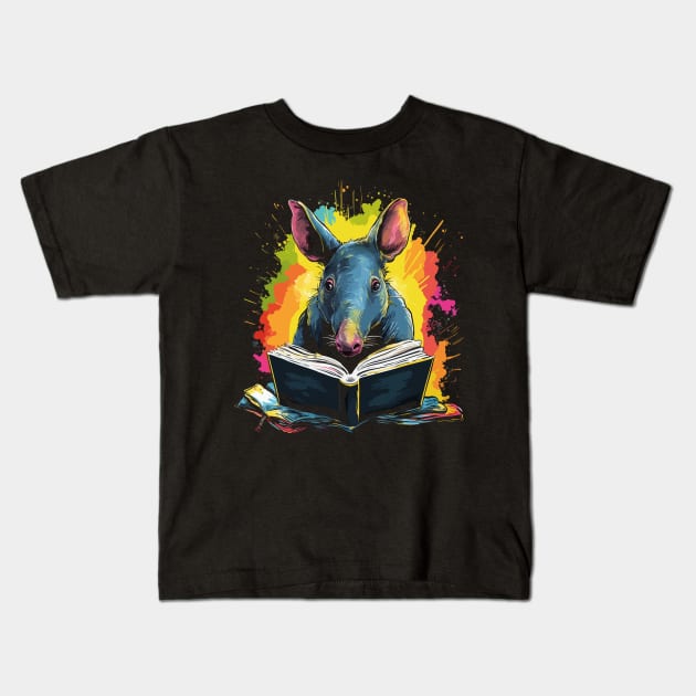 Aardvark Reads Book Kids T-Shirt by JH Mart